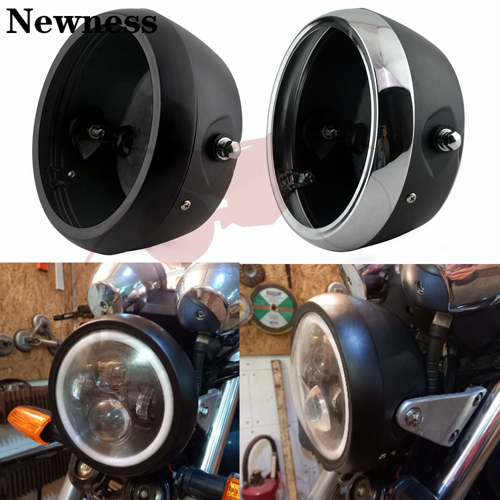 7 インチ LED オートバイヘッドライトサイドマウント丸型ヘッドライトハウジングサイドマウントカバーヘッドランプヘッドライトシェル灯台