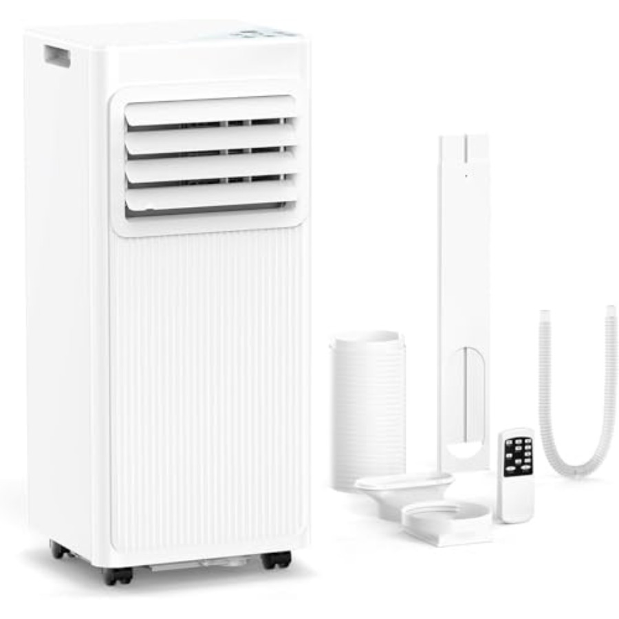寝室およびアパート用ポータブルエアコン、ABS プラスチックハウジング、白、4-in-1 冷却/ファン/除湿器/睡眠モード、e