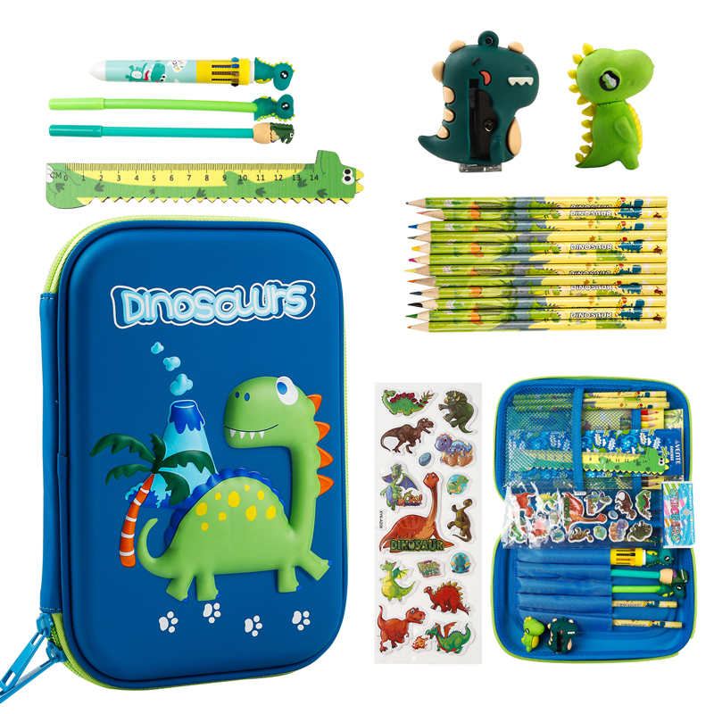 クールな恐竜鉛筆ケース文具セットユニコーン 3D EVA 筆箱オーガナイザー学用品子供男の子のための新学期ギフト