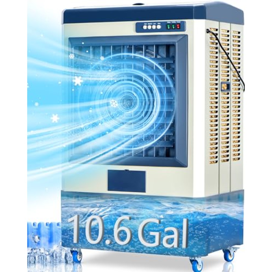 41 スワンプクーラー、4800 CFM 蒸発空気クーラー、10.6 ガロン水タンク付き、ポータブル屋外エアコン、アイスパック 3 個付き、
