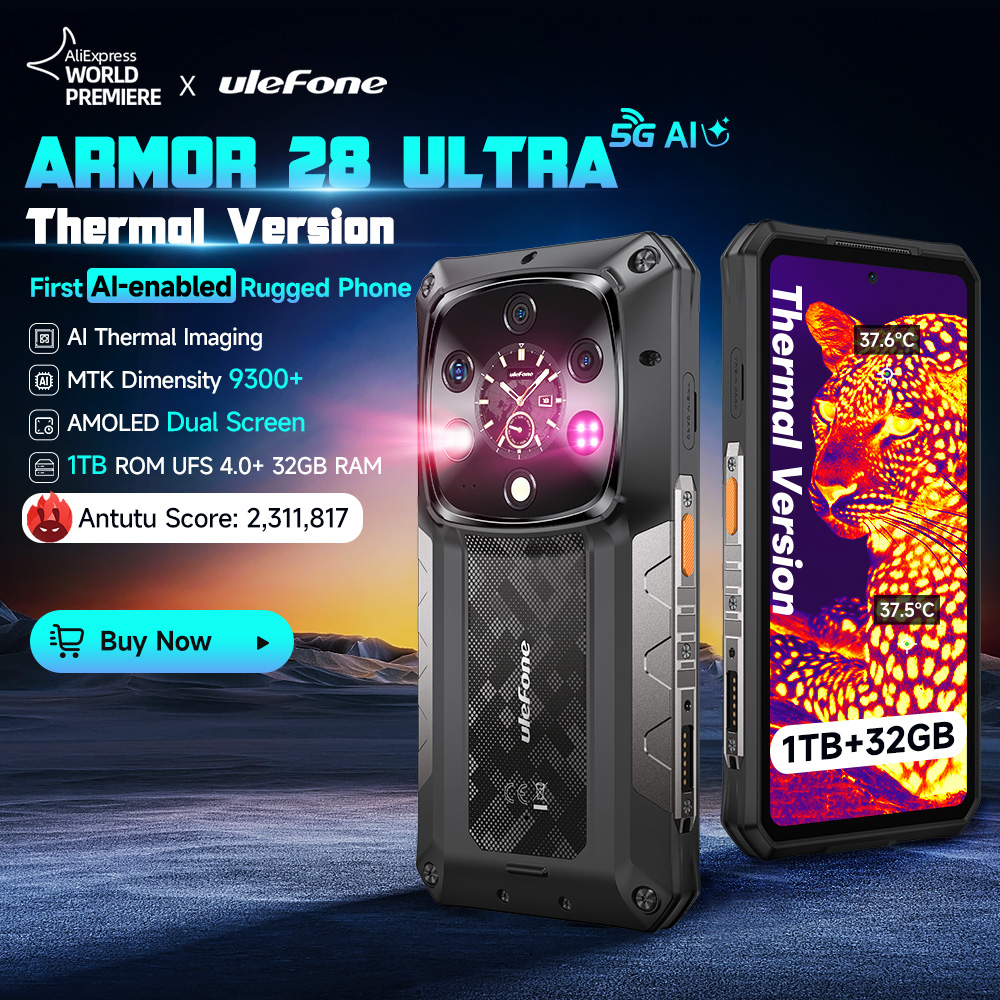Ulefone Armor 28 Ultra 5G AI サーマルイメージング頑丈な電話寸法 9300 1TB ROM 32GB RAM Android スマートフォン AMOLED モバイル