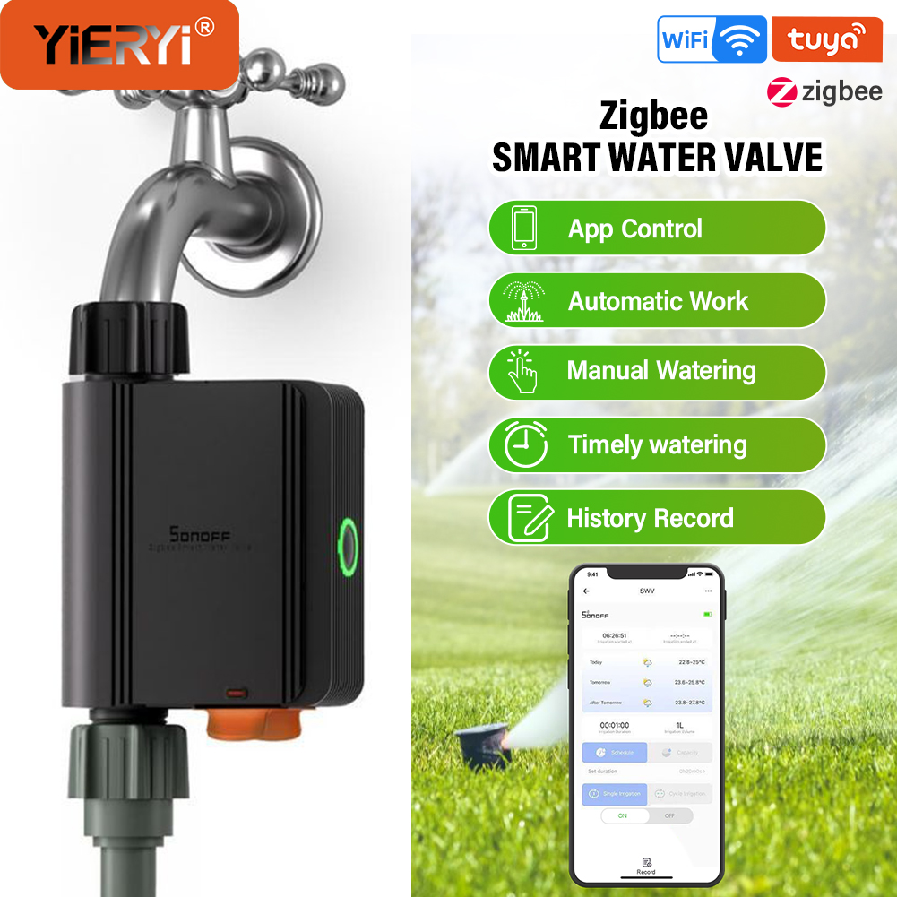 SWV Zigbee 3.0 スマート水バルブ自動灌漑タイマー IP55 防水屋外庭のスプリンクラーコントローラー Alexa Googl 付き