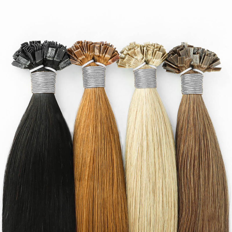 ストレートヘア フラットチップ ヘアエクステンション ナチュラル リアル ヒューマン フュージョン ヘアエクステンション セット ケラチン カプセル ブラウン ブロンド カラー 30 インチ