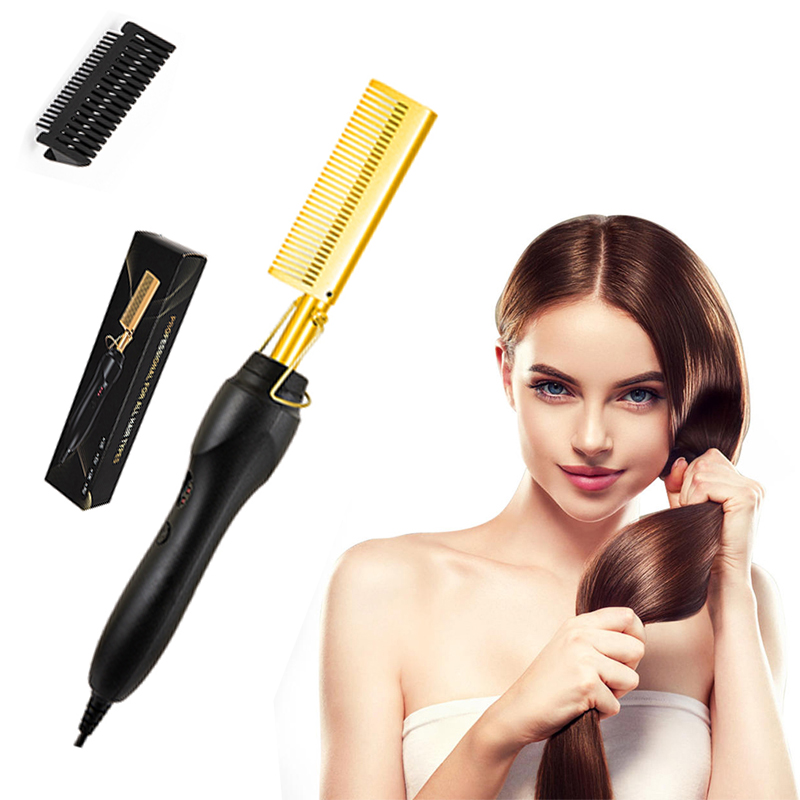 ホット販売 2-in-1 ストレートヘアコームポータブル高速加熱銅ストレートヘアコームサロンプロフェッショナルスタイリングツール