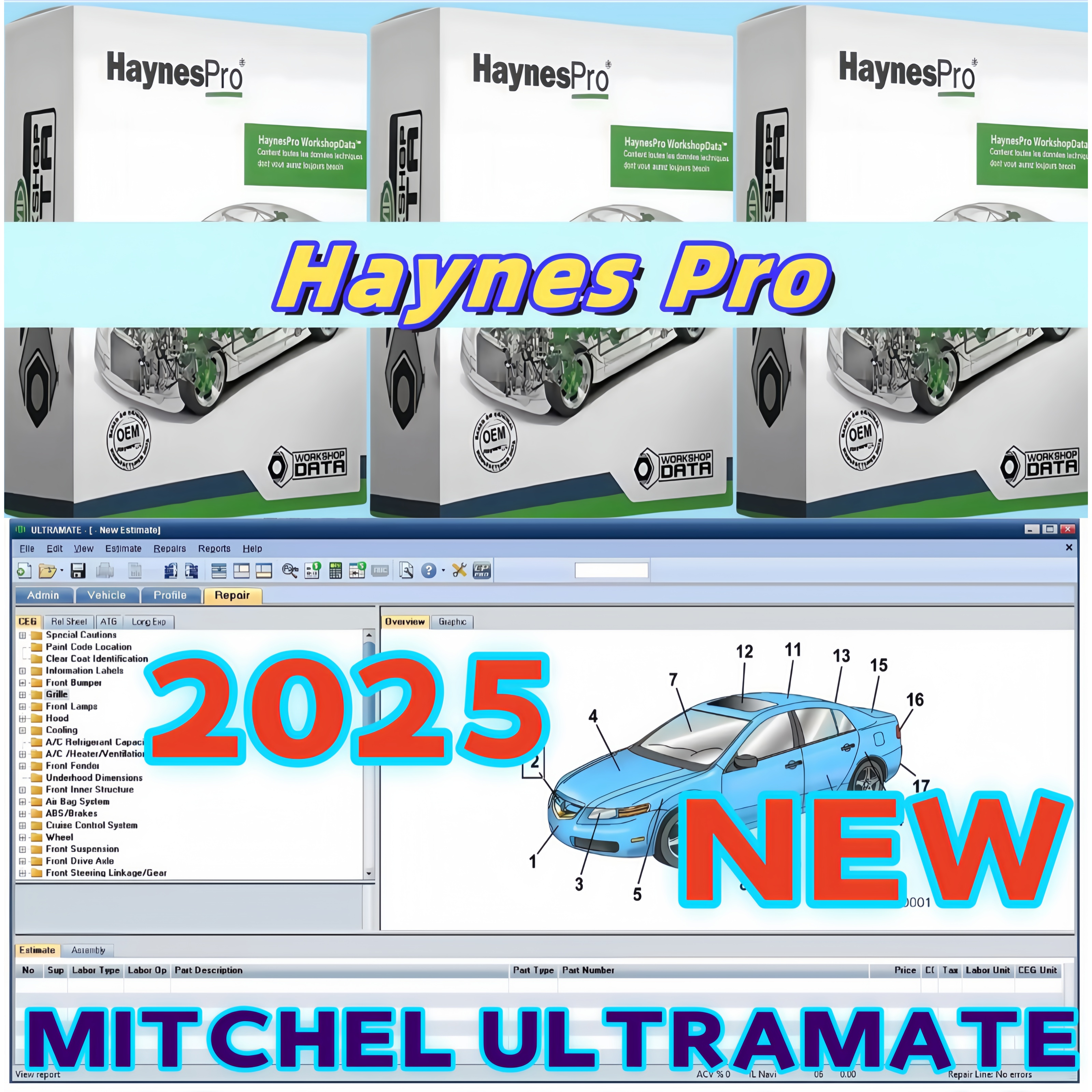 Mitchell Ultramate 7 Advanced Estimating System Ultra Patch HAYNES PRO 自動車ワークショップ マニュアル – 完全な自動車修理キット