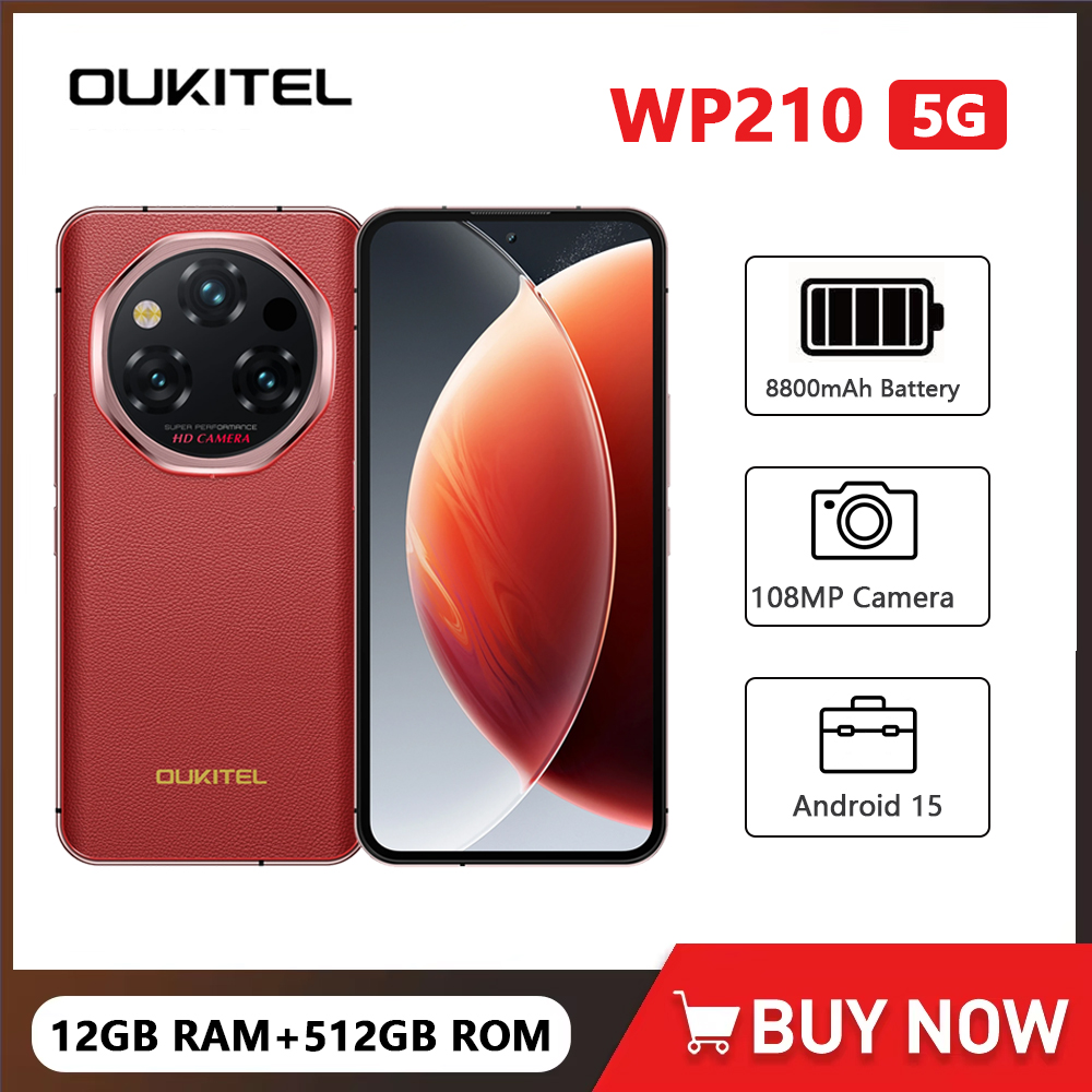 OUKITEL WP210 5 グラム頑丈なスマートフォン Android 15 MTK 8200 6.7 インチ 12 ギガバイト RAM 512 ギガバイト ROM 携帯電話 108MP 8800mAh 45 ワット携帯電話 NFC