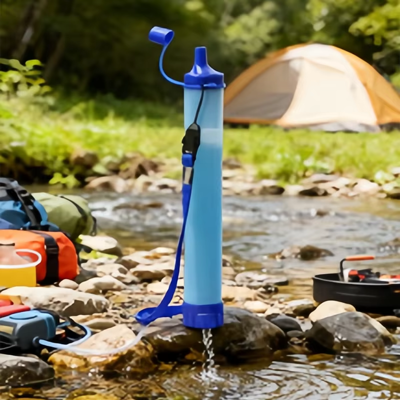 1 個の屋外浄水フィルター、個人用わら水濾過システム、キャンプ、ハイキング、登山用緊急サバイバル浄水器
