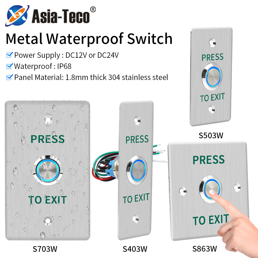 防水ドアプッシュ出口ボタンゲートリリーススイッチオープナー COM NC NO LED バックライトドアアクセス制御システムエントリー屋外
