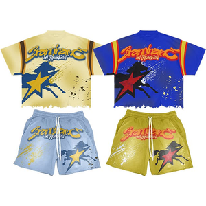 Men's Formal Sports T-Shirt Short Set with Trim: Winter Sports Mesh Polyester Short-Sleeve Top and Shorts