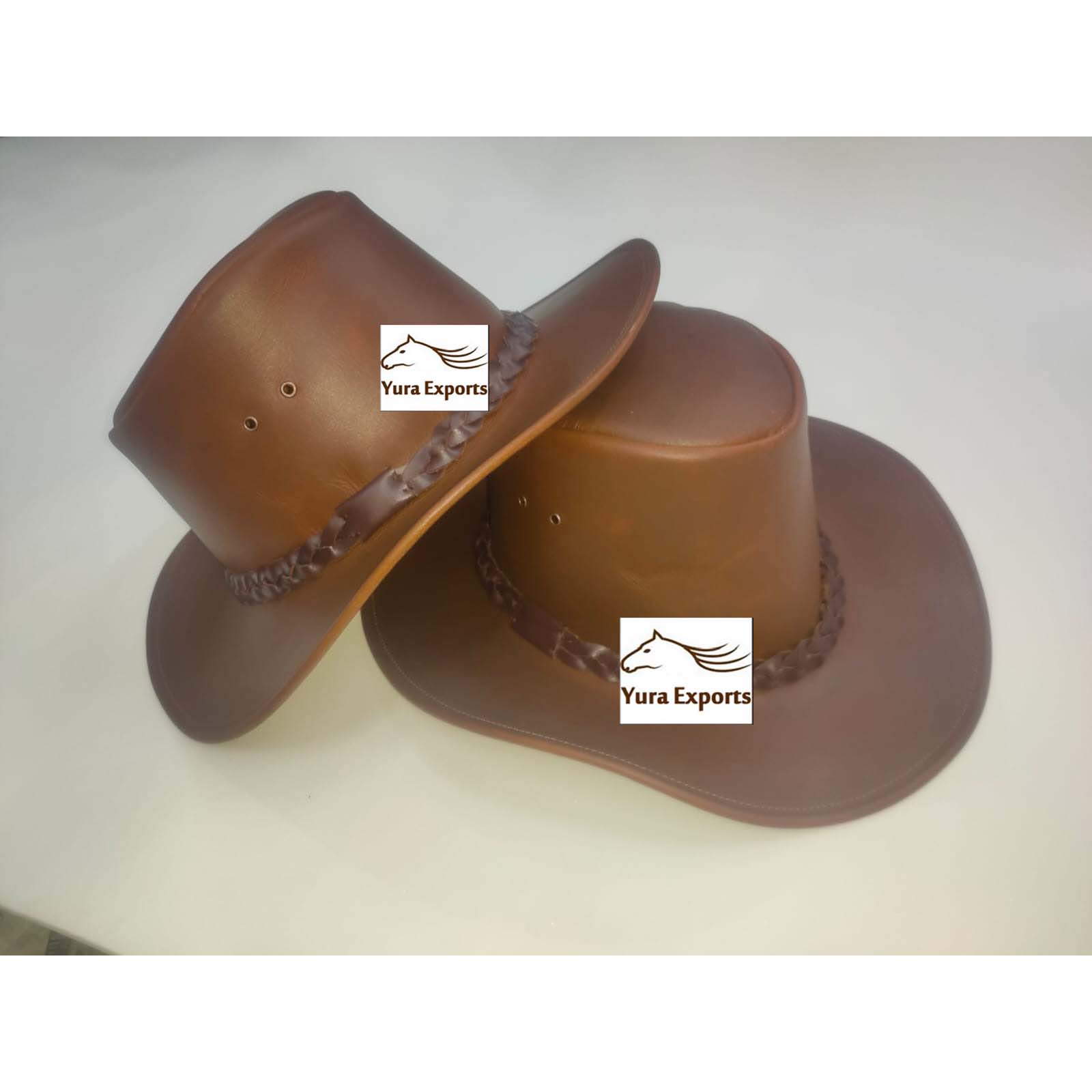 WHOLESALE MANUFACTURER MEN"S LEATHER COWBOY HAT BROWN COLOR ALL OEM ACCEPTED