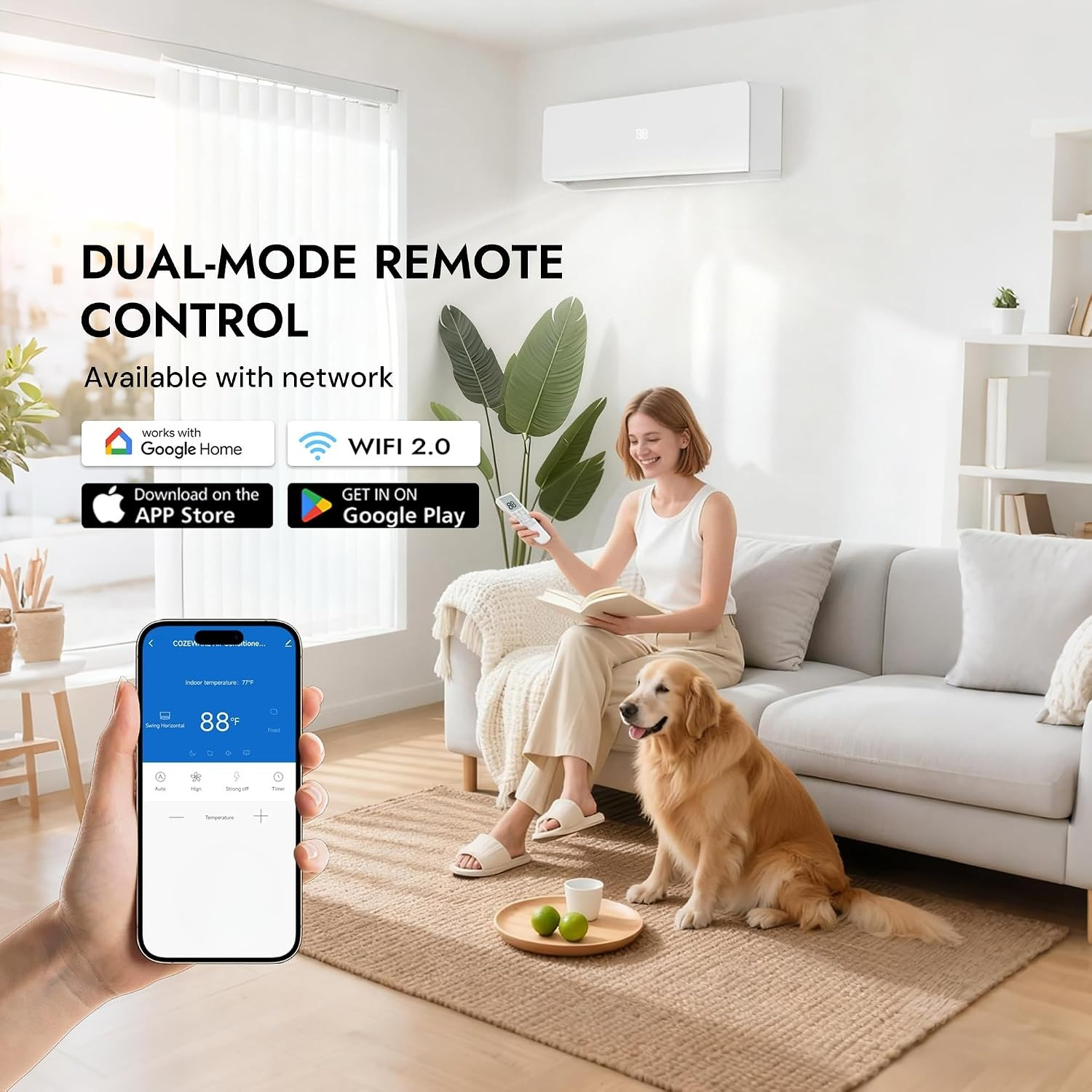 12000 BTU ミニ スプリット ヒート ポンプ、115V 20 SEER2 ダクトレス インバーター、WiFi 付き