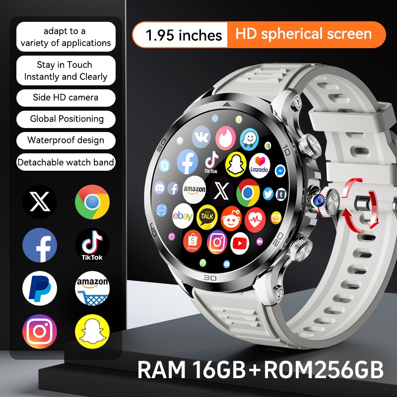 H19 スマートウォッチメンズ 1.95 インチ Amoled 大画面 190 ° 回転カメラ 720*720 解像度 GPS WIFI Android 4G スマートウォッチ男性大人