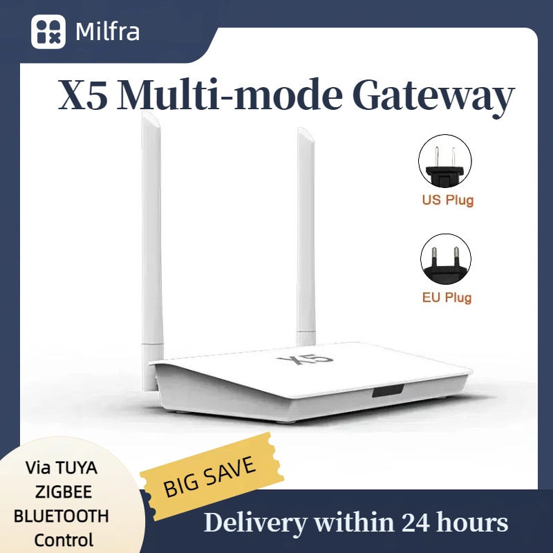 Milfra Tuya Zigbee X5 有線ゲートウェイ強化された強力な信号有線多機能 Zigbee 3.0 Bluetooth ハブスマートホーム用