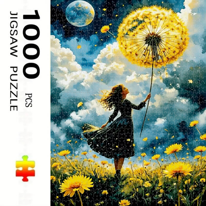 500/1000/1200/2000 個のパズル 女の子とタンポポの風景のジグソーパズル 家族のアクティビティ ゲーム パーティー 誕生日に挑戦