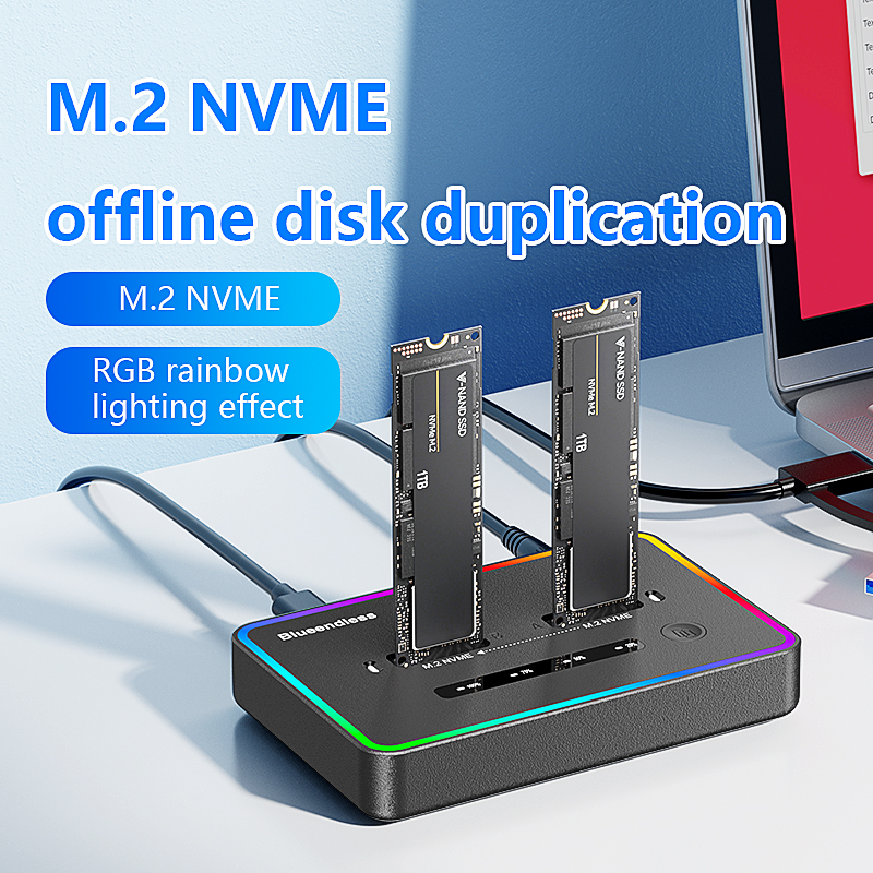 Blueendless デュアルベイ M.2 NVME SSD クローン ドッキング ステーション 20Gbps USB3.2 USB C タイプ C オフライン クローン デュプリケーター NVme PCIE エンクロージャ