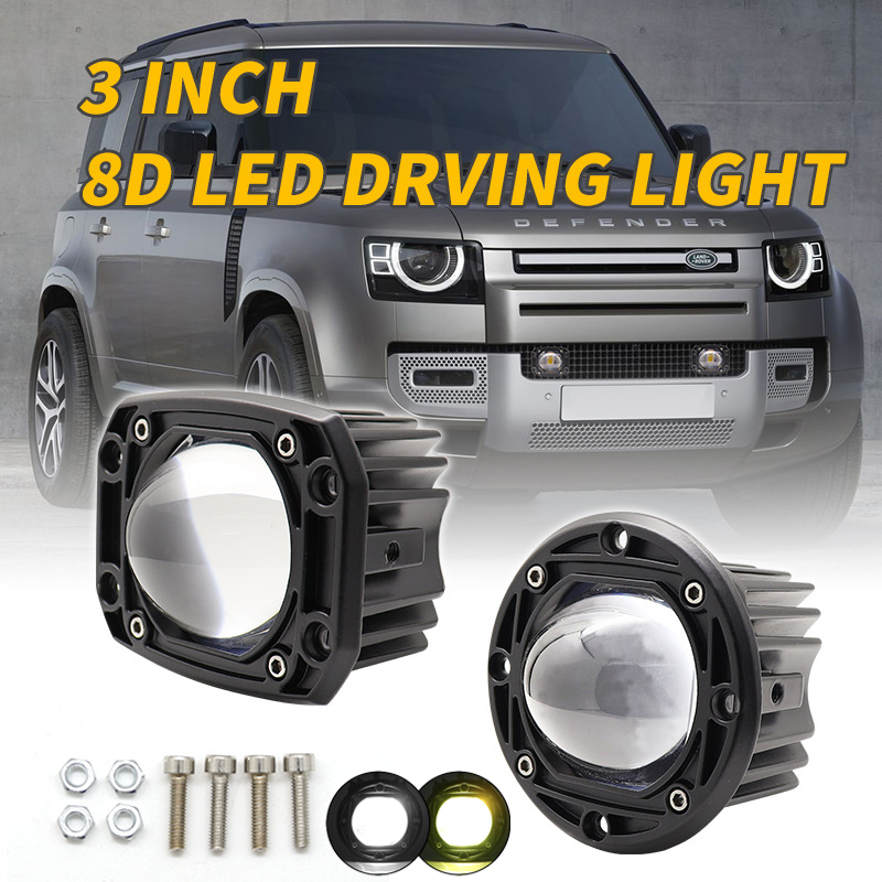24V 12V 車 DRL ライト LED 3 インチ 8D フォグレンズオートバイスポットライトフラッドスポットデイランニングランプジープラングラーオフロード 4x4