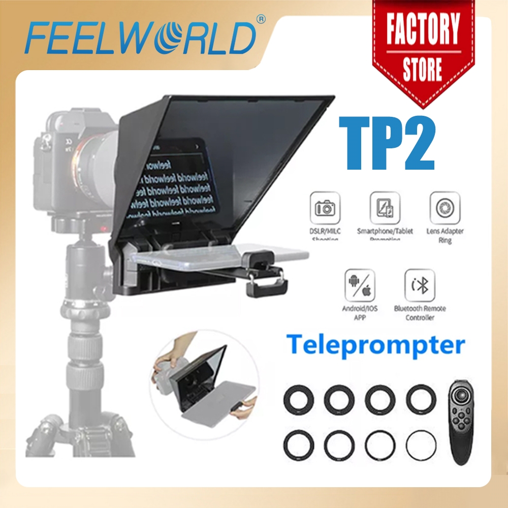 FEELWORLD ポータブル テレプロンプター TP2 デジタル一眼レフ カメラ リモコン付き 電話録音 ミニ インスクライバー モバイル テレプロンプター
