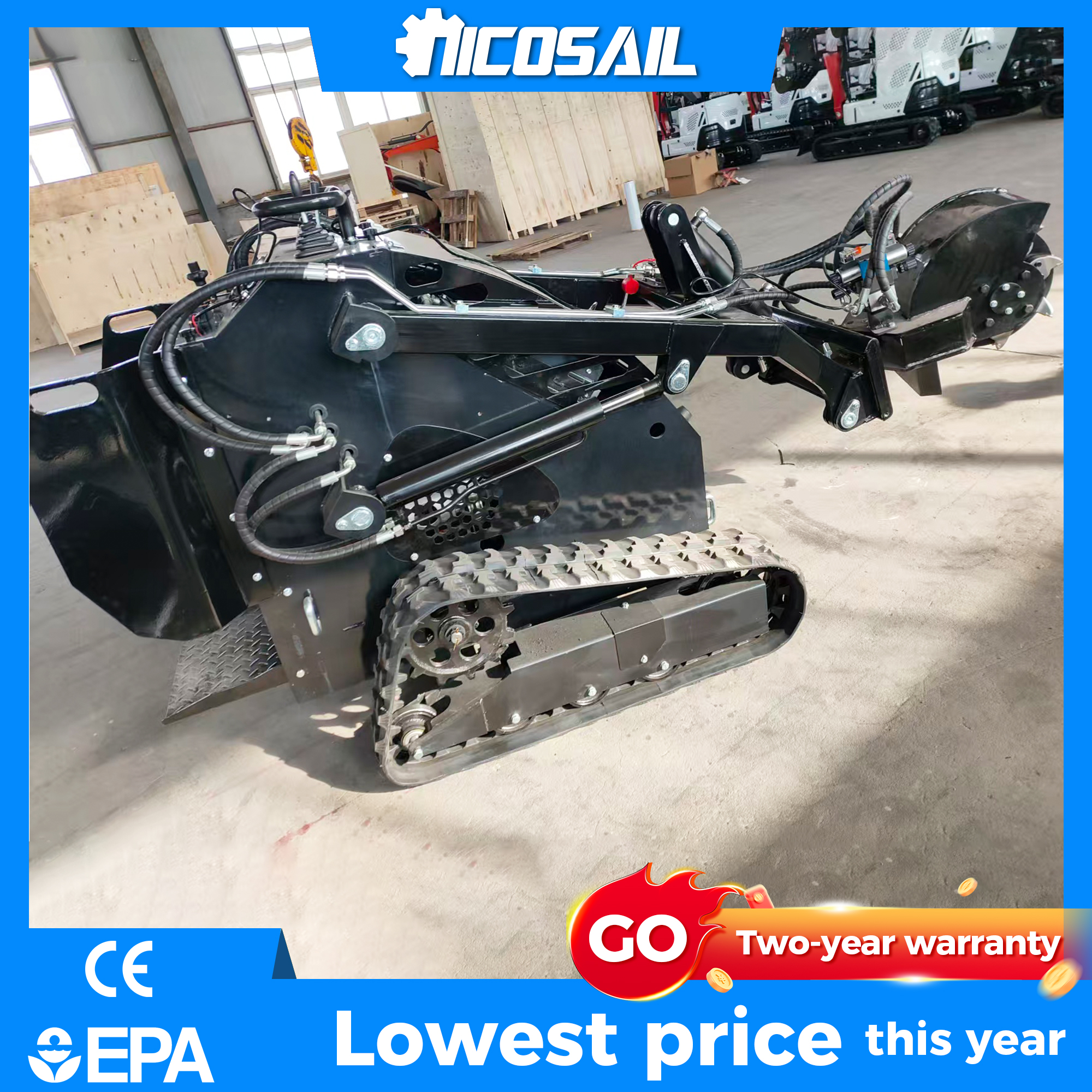 土木機械 23HP ゴムクローラミニスキッドステアローダーディーゼルフロントエンドローダーバケット付き