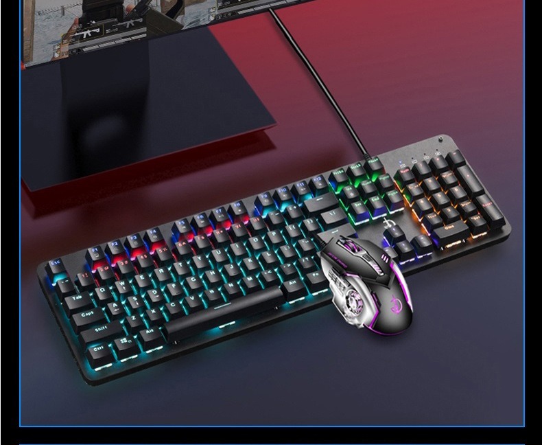 ホット販売 OEM104 キー有線高 DPI RGB 緑軸キーボードとマウスのセット