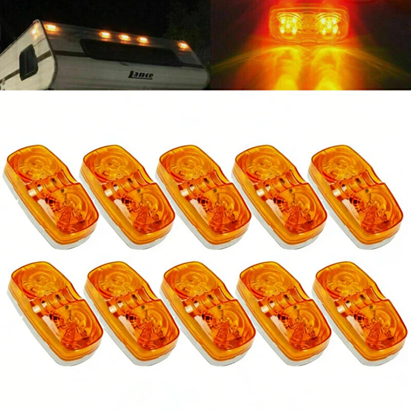 10 個 LED ライトトラックマーカーサイド照明インジケータライト 10LED RV トレーラーキャンピングカークリアランスランプ 12V アンバー/レッドサイドライト