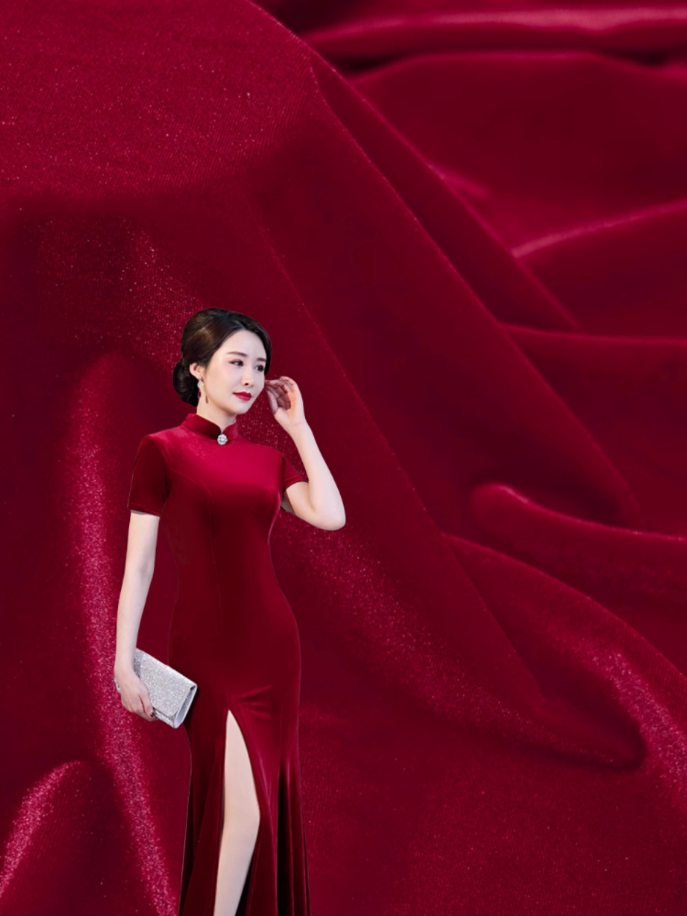 高密度韓国ベロア生地しわになりにくい厚い四辺弾性ゴールドベロアアパレル Diy 縫製メートルあたり布