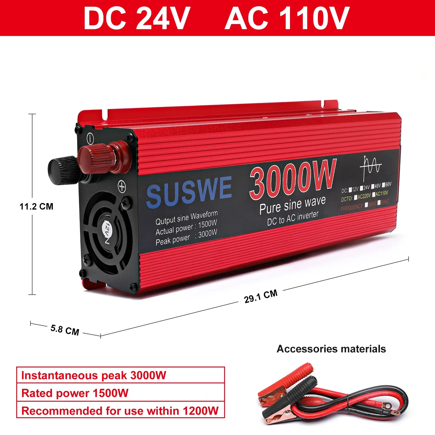 インバーター DC 12V 24V から AC 220V 純粋な正弦波電源インバーター 3000 ワット/2000 ワット/1000 ワットインテリジェントデジタル表示電圧変圧器
