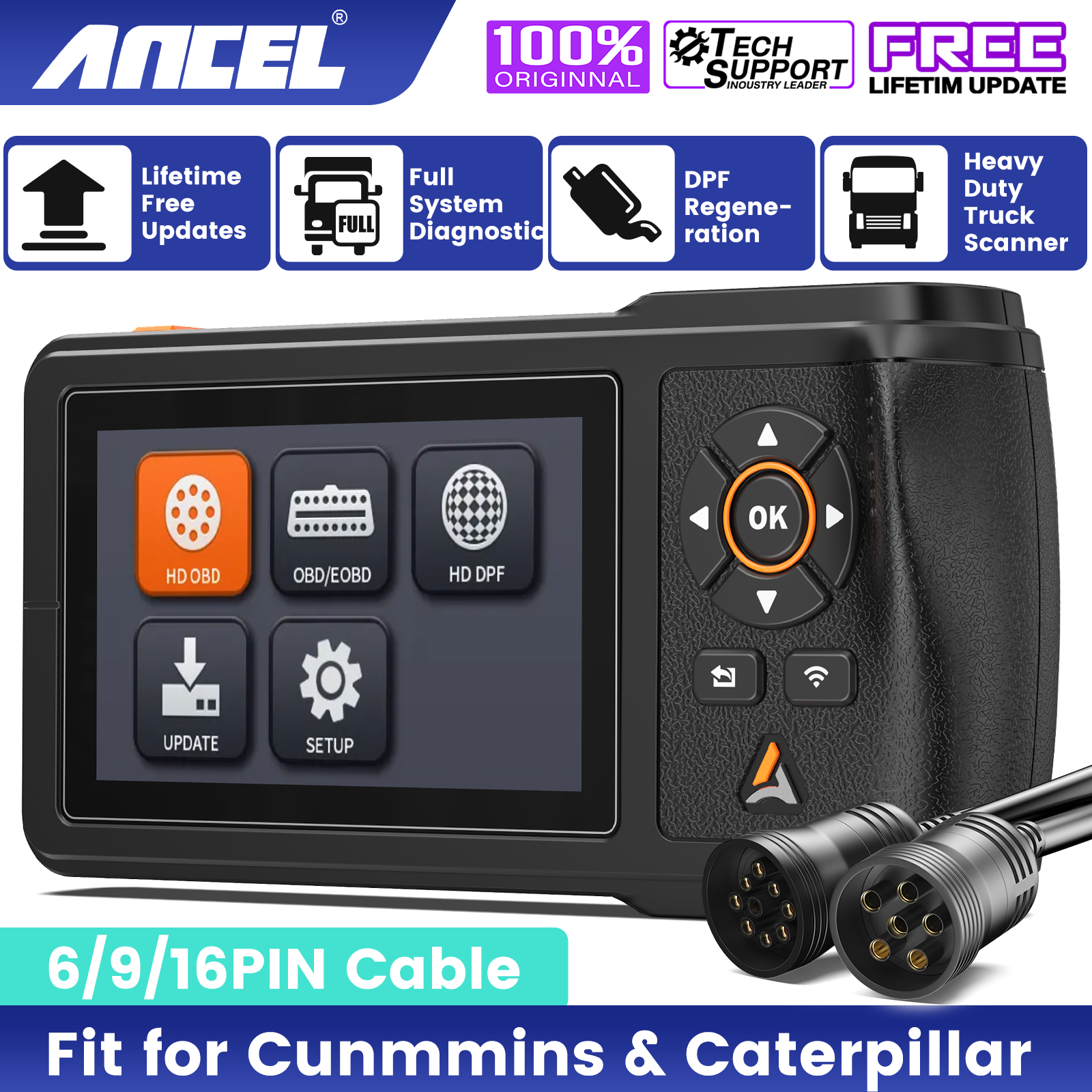 ANCEL HD431 大型トラック診断スキャナ DPF Regen Paccar 用