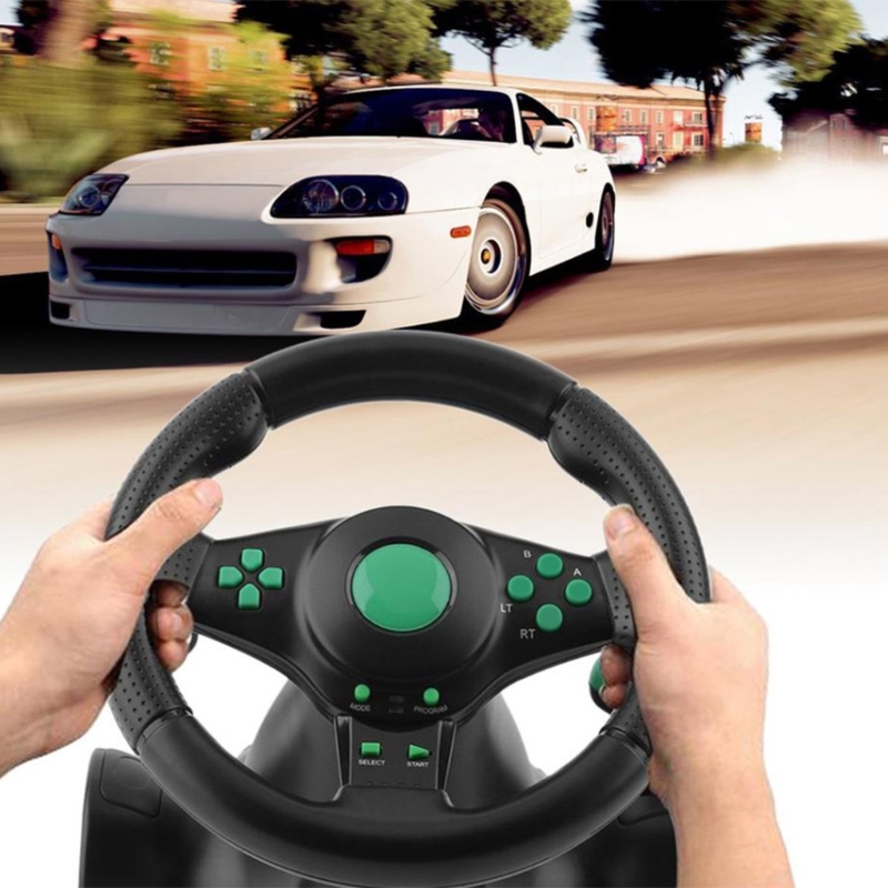4 in 1 ゲームステアリングホイールペダル付き 180 度回転振動 USB 車のステアリングホイール XB360/PS3/P2/PC 用