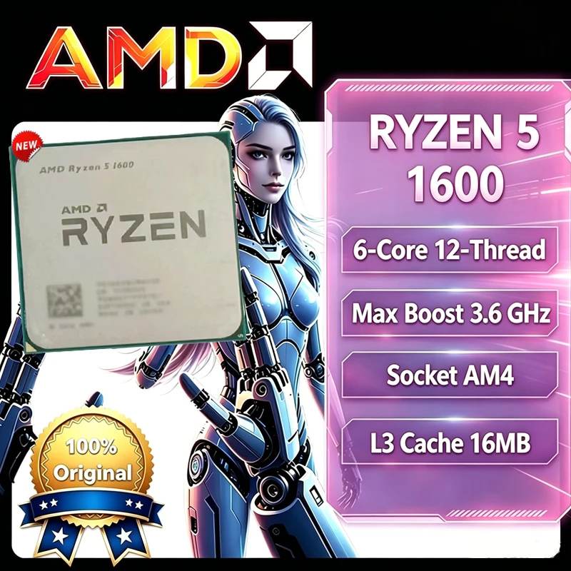 AMD Ryzen 5 1600 R5 1600 3.2 GHz 6 コア 12 スレッド 65 ワット CPU プロセッサ YD1600BBM6IAE ソケット AM4 ゲーミング CPU パッケージなし