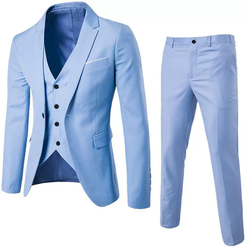 メンズスーツ服セットソリッドビジネス紳士ジャケットベストパンツスリーピーススーツエレガントスリムハイエンドパーティースーツ衣装