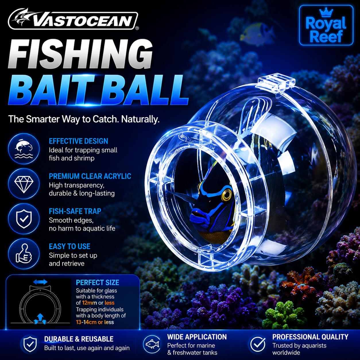 VASTOCEAN 磁気集魚ボール高透明プラスチック水族館トラップキャッチャー海洋タンク用