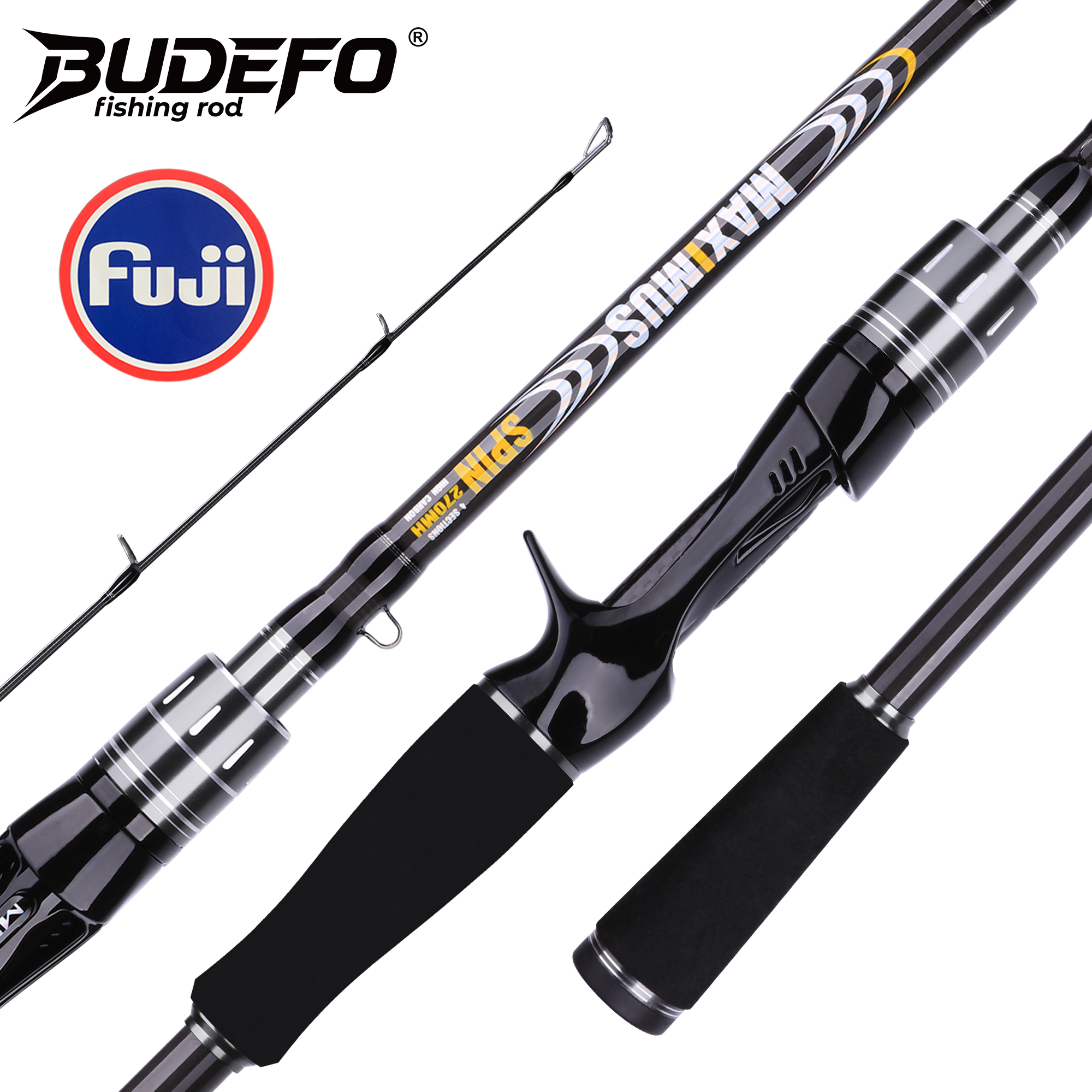 BUDEFO MAXIMUS ルアー釣竿 1.8 メートル 2.4 メートル 3.0m30T カーボンスピニングベイトキャスティング富士ガイドトラベルルアーロッド 3-50 グラム ML/M/MH