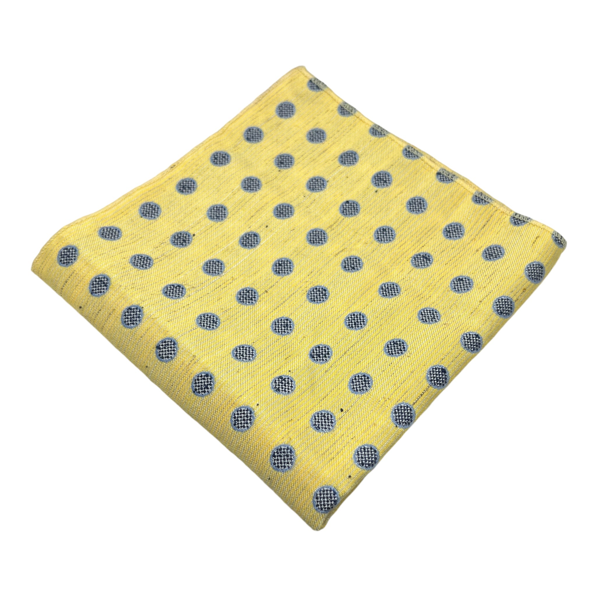 Tie Benon Yellow Dotted Broad Cashmere Tie and Pocket Square Combo for Groom Wear