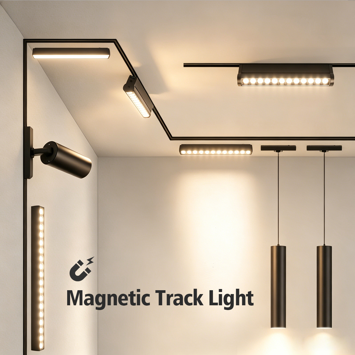LED 磁気トラックライトグリルフラッドランプモダンな埋め込み柔軟なリニア器具 LED スポットライト 3 色 CCT 天井屋内リビ