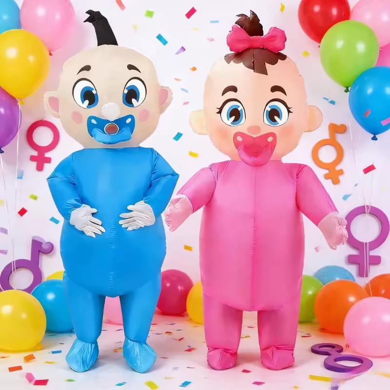 大人のおしゃぶりベビーインフレータブル服性別開示パーティーかわいい漫画の人形の衣装ハロウィンカーニバル仮装小道具