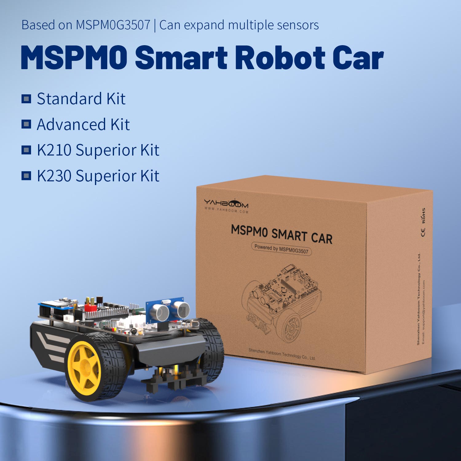 Yahboom MSPM0 スマート ロボット カー プログラム可能キット、音声インタラクションと STEM 教育用追跡機能を備え、複数のセンサーを拡張可能