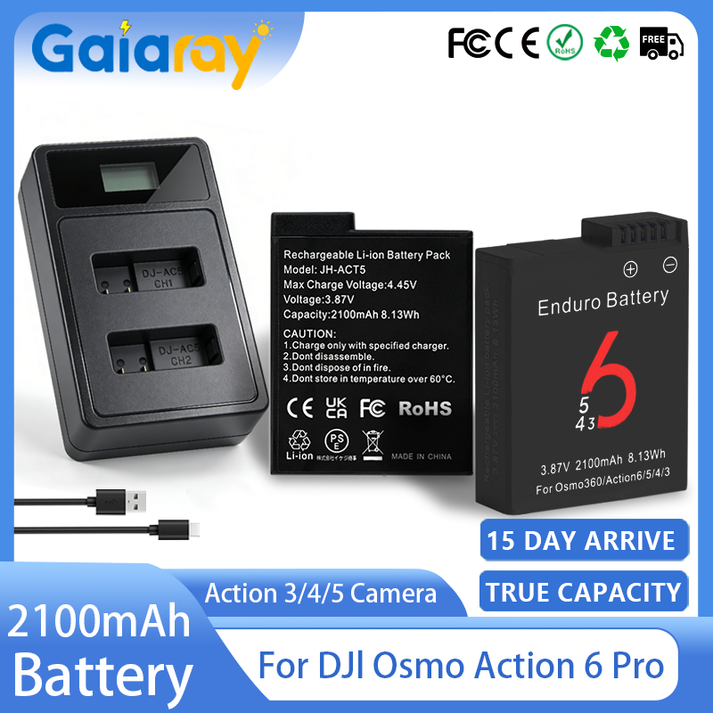 1-4 個 2100mAh バッテリー DJI Osmo アクション 6 アクション 5 プロ/4 カメラバッテリーと充電器 DJI Osmo アクション 4/3 Osmo 360 バッテリー