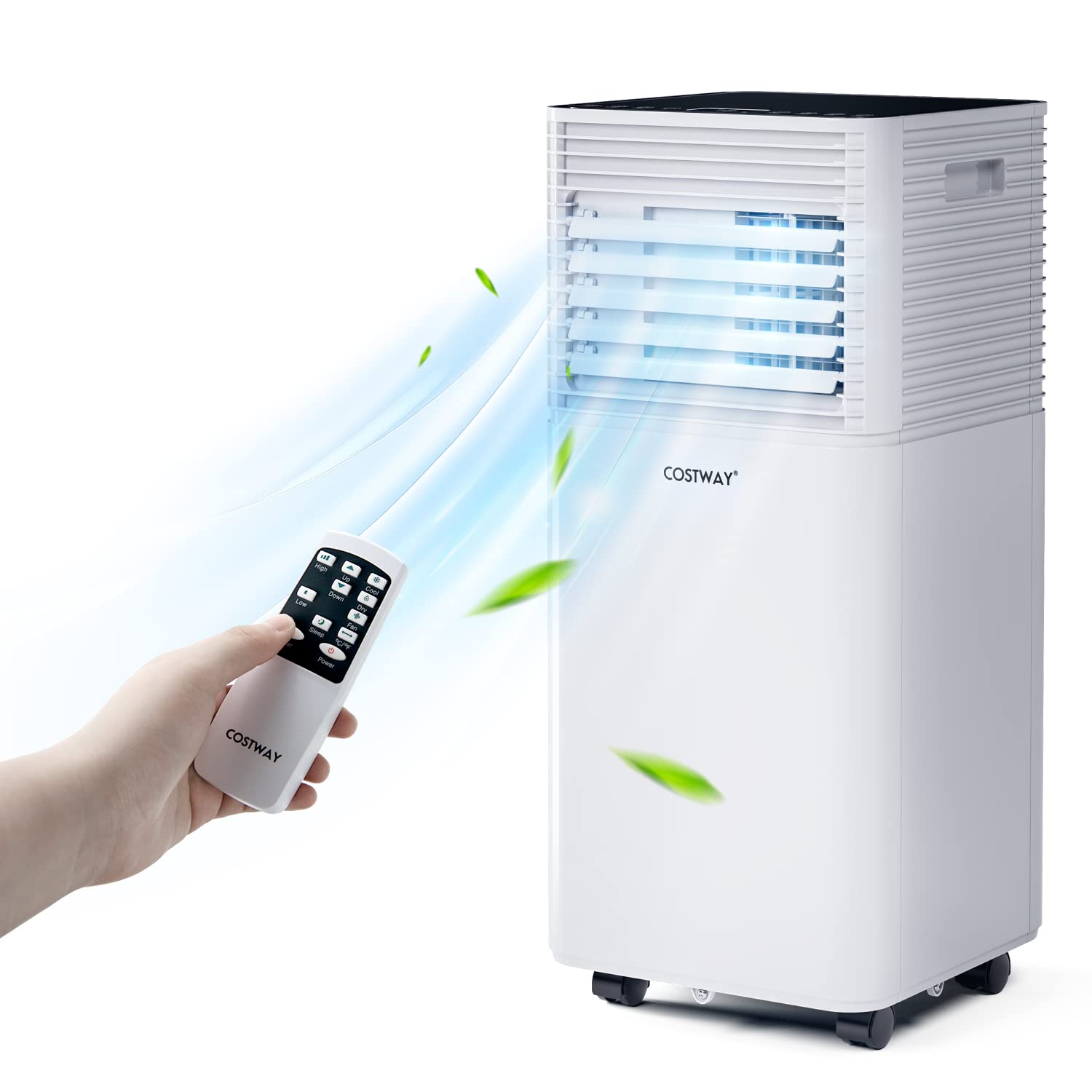 ポータブルエアコン、最大350平方フィートの室内空間用10000 BTU AC冷却、リモコン付き、24時間タイマー
