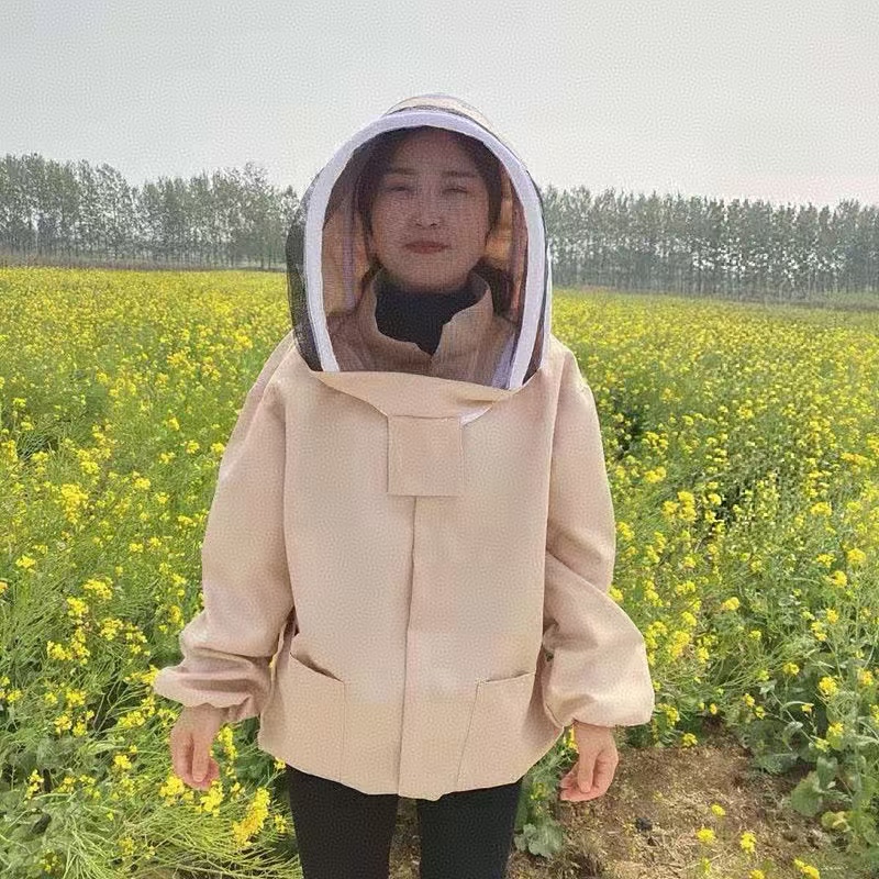 メッシュ帽子通気性ジッパー抗蜂服半身弾性袖口蜂防護服抗引き裂き素材抗刺し傷