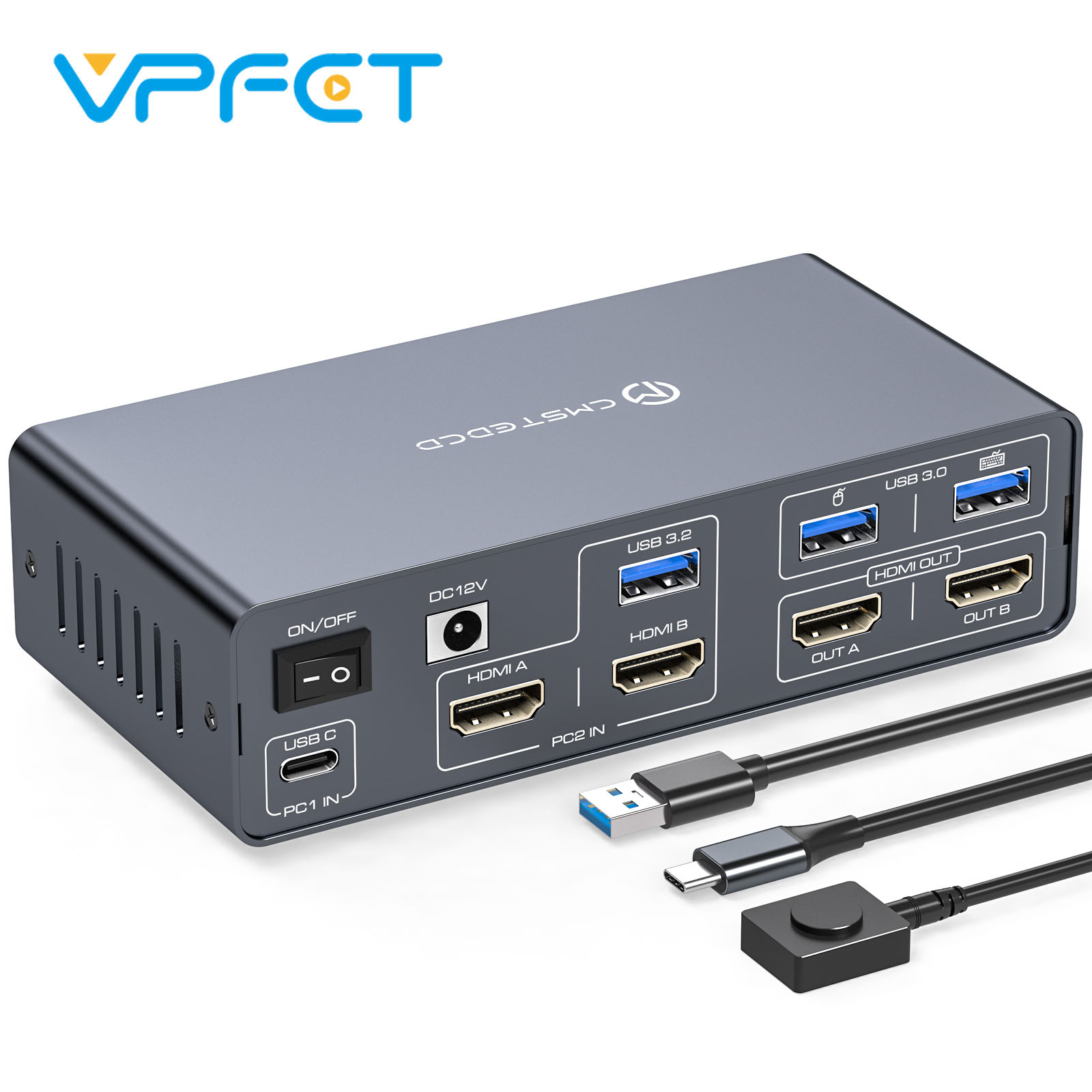 HDMI KVM スイッチ ドッキング ステーション 4K@60Hz USB C スイッチ 2 モニター 2 PC HDMI デュアル モニター KVM スイッチ ラップトップ共有キー マウス用