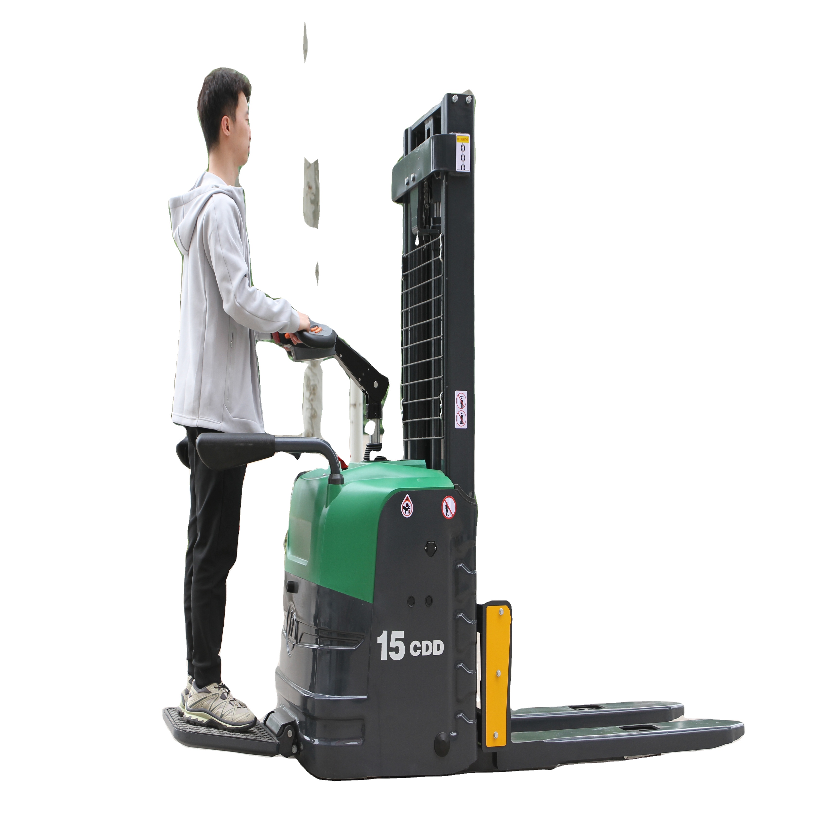 1.5 トン 2 トン 3 トン長期的な高セキュリティセルフリフティングスタッカー屋内倉庫マテリアルハンドリングリフトトラックプロ用