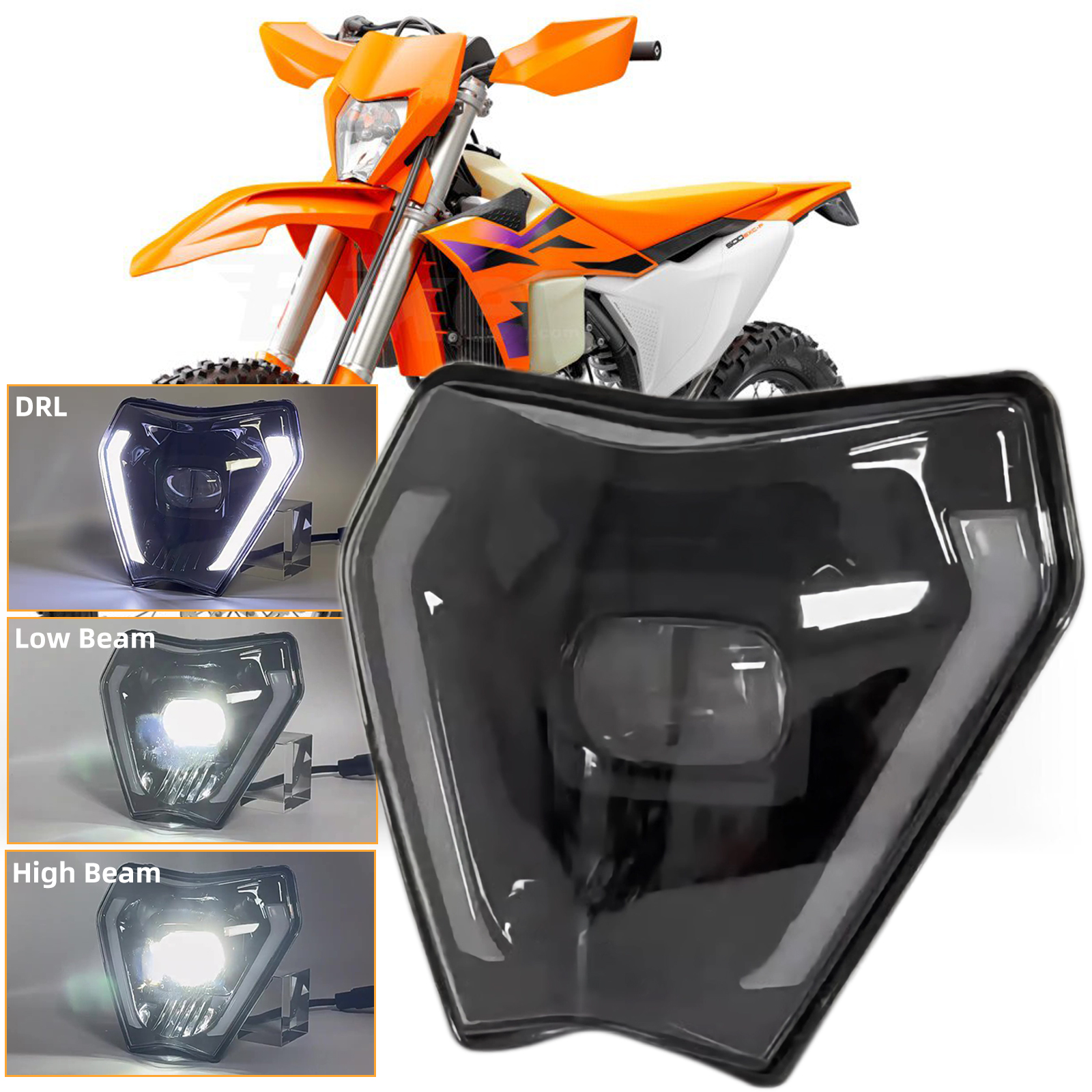 モトクロス LED ヘッドライト KTM 150 250 300 450 500 EXC EXC-F 6 日間 HARDENDURO 2024 2025 LED ヘッドランプ