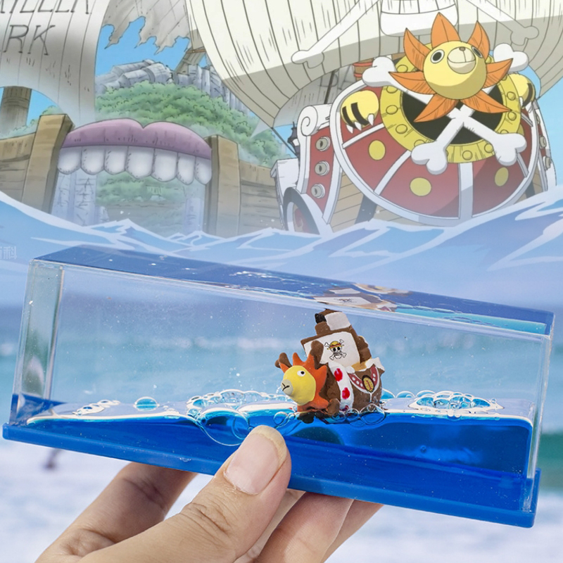 サウザンド・サニー号浮遊船流体液体ドリフトボトルフィギュアワンピースバルコゴーイングメリー船浮遊ボートデスク装飾玩具ギフト