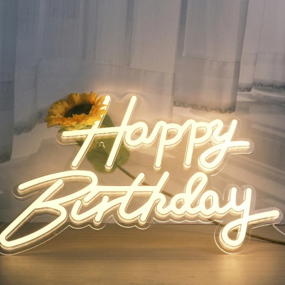 Happy Birthday ネオンサイン USB 電源調光可能なアクリル LED Happy Birthday ライトアップサイン誕生日パーティー壁装飾ランプ