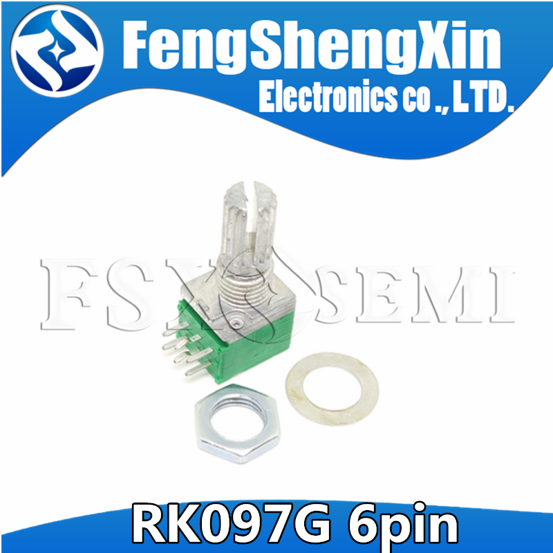100 個 RK097 RK097G 6Pin 5K 10K 20K 50K 100K B5K スイッチオーディオシャフト 15 ミリメートルアンプシールポテンショメータ