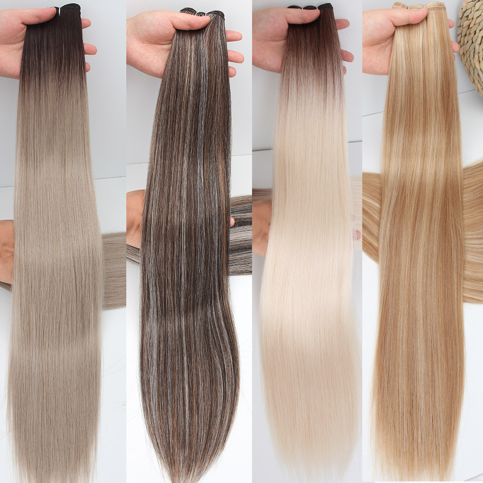 ロシアストレートヘア織りバンドル 65 センチメートル 200 グラム繊維人工毛エクステンションバイオタンパク質耐熱ポニーテールコスプレヘア