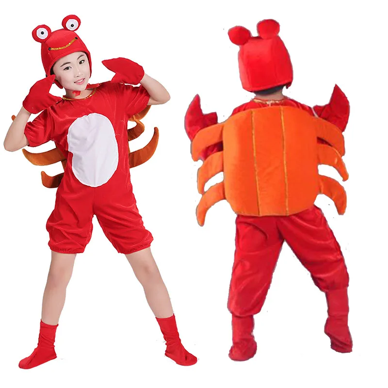 子供ハロウィン誕生日パーティーコスプレ漫画赤いカニロブスター衣装服ジャンプスーツ帽子靴少年少女のための