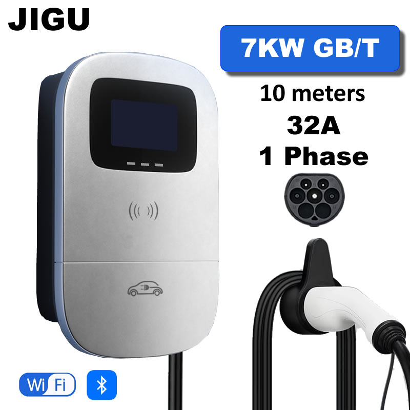 JIGU 1 相 32A 電気自動車充電器 GBT 車の充電ステーション 7kW ウォールボックス EV 充電器 240V 10 メートル GB/T 充電ケーブル