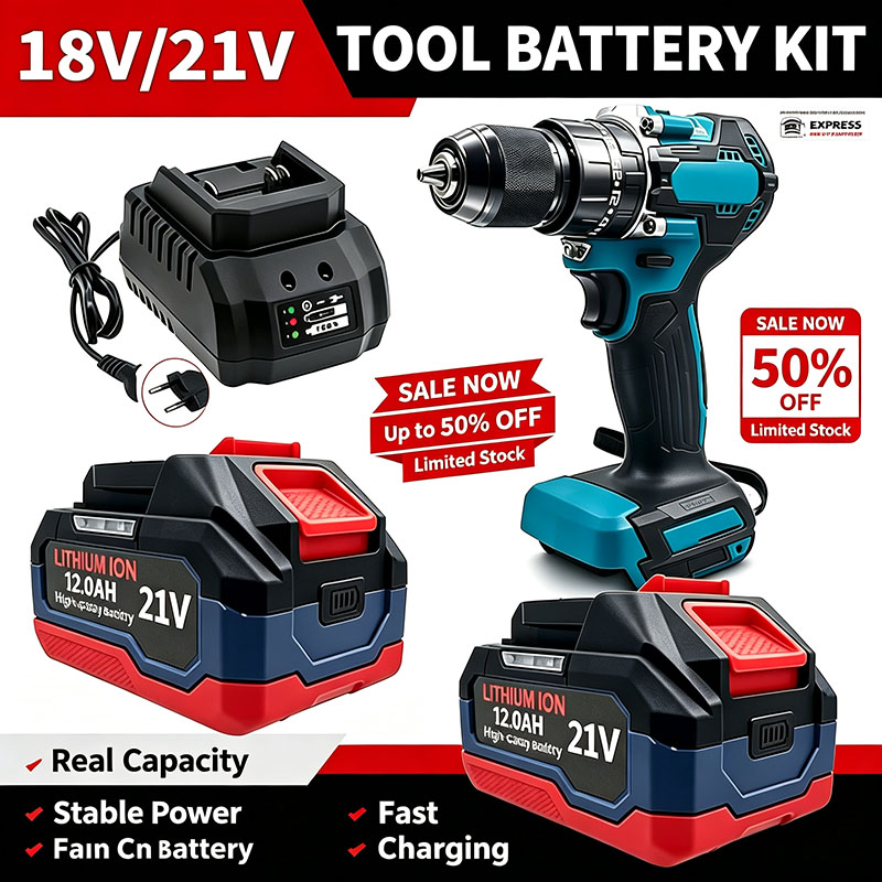 互換性のある交換用リチウムイオンバッテリーマキタ 18 V/21 V 6Ah-12Ah 高容量 LED インジケータ付き電動工具バッテリーパック