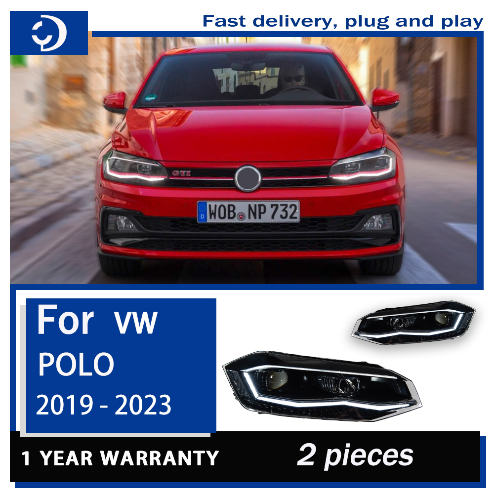 カースタイリングヘッドライト vw 新ポロ LED ヘッドライト 2019-2023 ポロヘッドランプ DRL 信号プロジェクターレンズ自動車アクセサリー